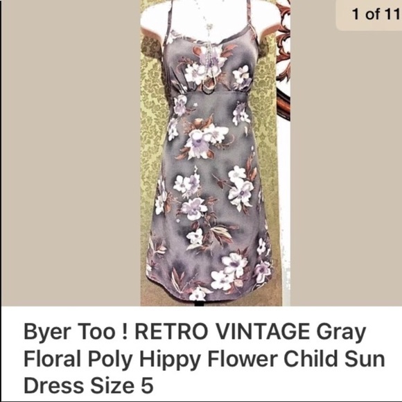 Vintage BYER TOO Dresses & Skirts - Retro floral gray tan Byer Too sexy slip dress 5